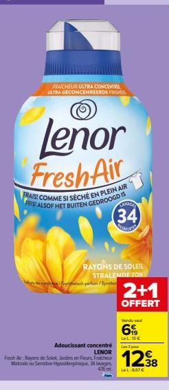 Lenor Fresh Air: Fraîcheur Concentrée Extra et Parfum Synthétique. Adouci comme s'il était séché au grand air.