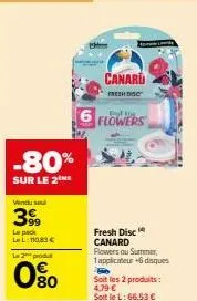 jouissez d'une remise de 80% sur lel 2ne vendu seulement à 39€! inclut 1 applicateur + 6 disques fresh disc canard flowers et summer!