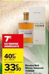 Profitez des Promotions jusqu'à 40% sur le Blended Malt Whisky Taiwanais YUSHAN 40% vol - 7€ de Remise Immédiate!