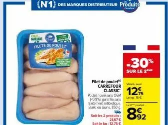 le poulet carrefour classic 12% sans ogm : 15€ de lekg et sans traitement anti !”