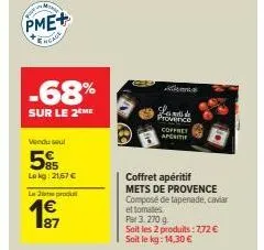 promo ! -68% sur le coffret apéritif mets de provence - 3.270g - 21,67€!