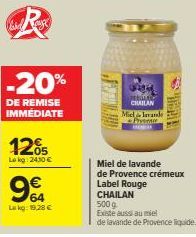 Miel de Lavande CHAILAN - 20% de Réduction Immédiate - 500 g, Label Rouge, Provence Crémeux
