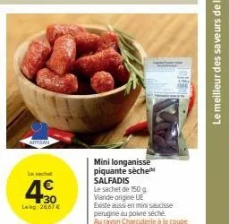 salfadis : 30 lekg mini longanisse piquante sèche à 28,67 € | mini saucisse perugine au poivre séché à la cou