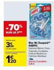 Profitez de -70% sur le Duo Pack HARPIC - Explosion Marine, Fleurs Tropicales, Eucalyptus, Forêt de Bambou ou Fraicheur Atlantique - seulement 4€20!