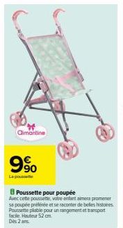 Cimantine 9% : Poussette pliable pour poupée - Promo et caractéristiques offertes!