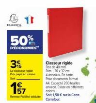 Classeur Rigide EXACOMPA: 50% moins cher, 200 feuilles, 4 anneaux, 40mm, format A4!