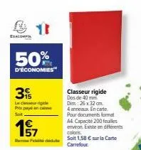 classeur rigide exacompa: 50% moins cher, 200 feuilles, 4 anneaux, 40mm, format a4!