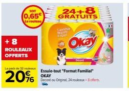 Offrez vous le Pack Format Familial de 24+8 Rouleaux d'Essuie-tout avec une Promo de 20% - seulement 0,65€!