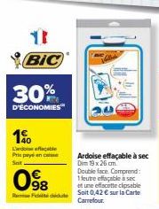 Ladeflacate - Ardoise Effaçable à Sec - Jusqu'à 30% de Réduction - 19x26 cm, Double Face - Avec 1 Feutre et Effacette - 0,42€