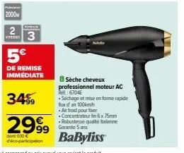 sèche-cheveux professionnel avec 5€ de remise - séchage et mise en forme rapide - air froid pour fixer.