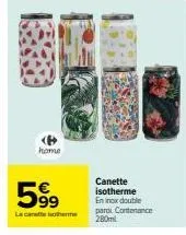 canette isotherme en inox double para 280ml - home 599 - économisez jusqu'à 20%