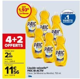 Vente Spéciale : Liquid Vaisselle Bi-Activ aux Aromes Citron, Sel Mineral ou Menthol - 4+2 Offerts dès 257€ !