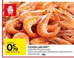 Crevette Cuite ASC: LEEC Las 100g à 7,90€. 80 à 120 pièces. Sans Tratements Antibiotiques.