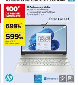 Ordinateur Portable HP 155 FO2079NFIS avec Intel Core™ 5 à 59999€ -43€ de Remise Immédiate-Garantie 2 ans