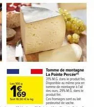 tomme de montagne la pointe percée : 31% m.g. dans le produit fini à seulement 16.00€/kg! 29% m.g. dans le produit fin des fromages fall des ours!