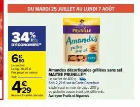 profitez de 34% de réduction sur le sachet lekg maitre prunillé™ avec 16,25 € de prix et amandes grillies + sel!