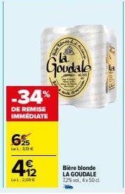 Profitez de -34% de remise sur LA GOUDALE - Bière blonde 7,2% vol, 4 x 50 cl à 303€!