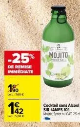 25% de réduction immédiate sur le produit sir james 101 mojito: 750 € + 4 € 142 + 5,68 € 18 mojito + mocktail + come fare + cocktail sans alcool.