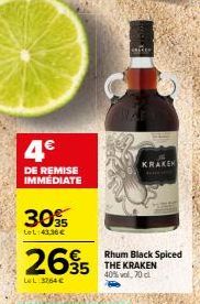 Kraken Rhum Black Spiced: 4€ de Remise Immediate à 3764€! 40%Vol, 70cl.