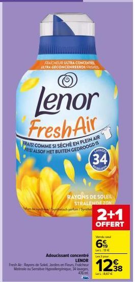 Lenor Fresh Air: Un Lavage Extra Frais, Adoucissant & Ultra Concentré.