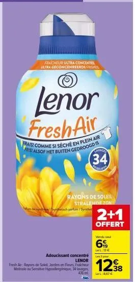 lenor fresh air: un lavage extra frais, adoucissant & ultra concentré.