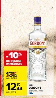 Gin GORDON'S: 10% de Remise Immédiate 37,5%vol, 70 cl, 1274€-1244€!