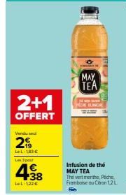 OFFRE SPECIALE 3x MAY TEA PECHE BLANCH: 38LL 122€ pour 12L Infusion de Thé Vert Menthe & Framboise au Citron!