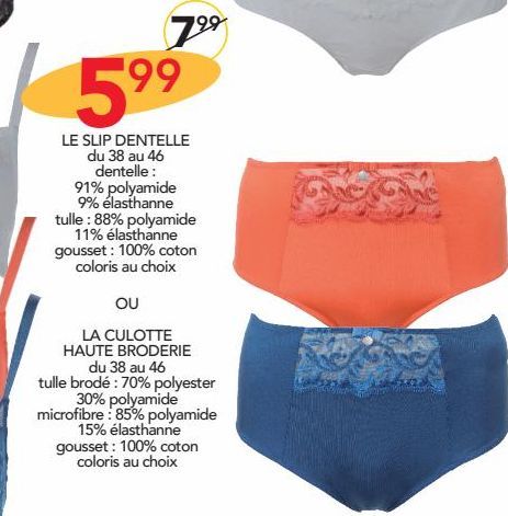 Le slip dentelle ou la culotte haute broderie