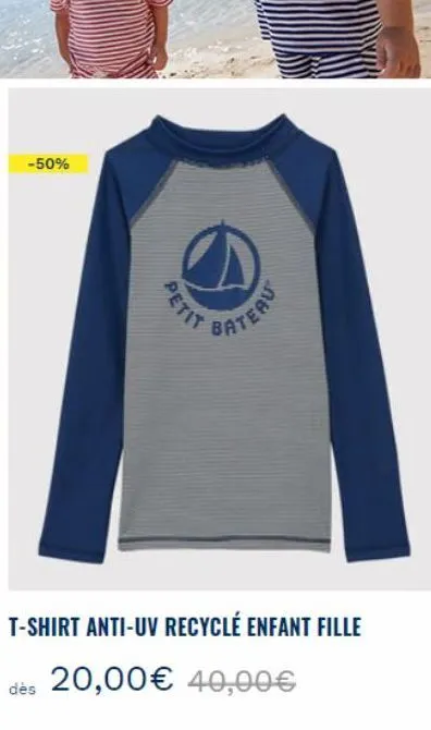 bateau t-shirt enfant fille anti-uv recyclé à -50% : 20€ au lieu de 40€ !