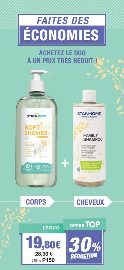 StanHome Famil Expert Hair Care Duo à Prix Réduit : Shampooing Doux + Shampooing Élaboré pour Usage Fréquent !