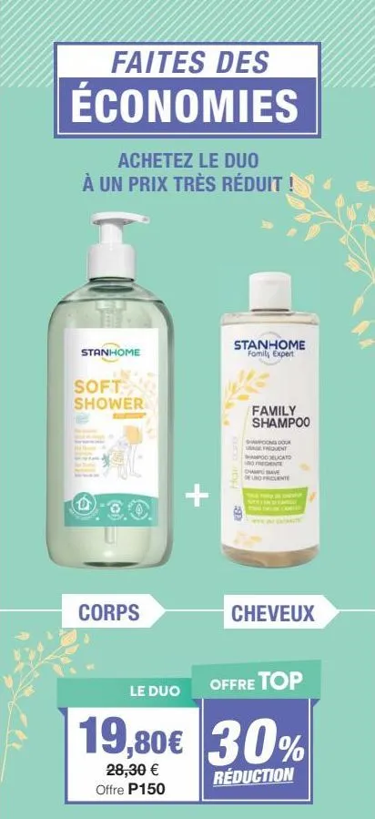 stanhome famil expert hair care duo à prix réduit : shampooing doux + shampooing élaboré pour usage fréquent !