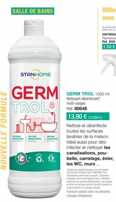 promo : stanhome germtrol fue 18 nettoyant multi 1000ml - désinfectant, désinfectant et désodorisant.