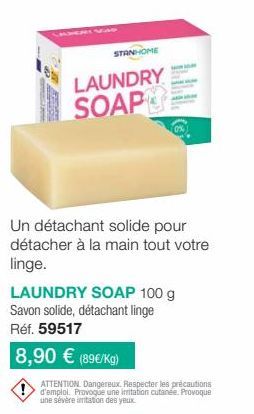 SARAND ARRA Laundry Soap : Savon Solide 100g, Détachant pour le Linge à 8,90€ (89€/kg).