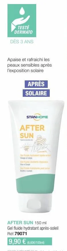 rafraîchissez et apaisez votre peau sensible après l'exposition solaire avec stanhome after sun visage et corps prêt à l'emploi!