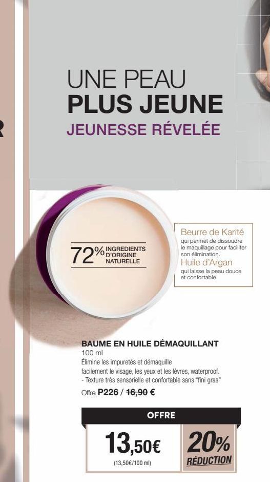 Révélez votre Jeunesse : Démaquillant 72% d'Ingrédients Naturels au Beurre de Karité & Huile d'Argan !