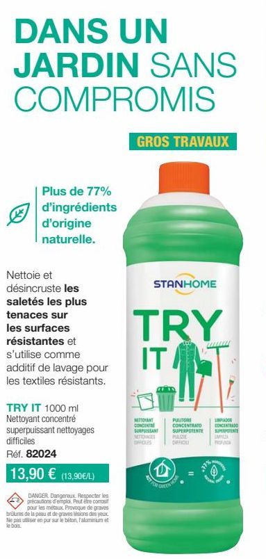 Découvrez le [Nom du produit] : Plus de 77% d'ingrédients d'origine naturelle. Offre promotionnelle [Promo], nettoie et désincruste les saletés les plus tenaces!