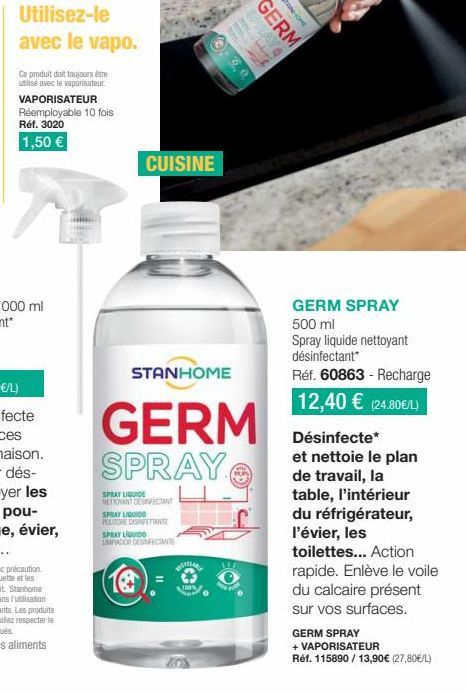 Vaporisateur Réemployable 10x: Nettoyant Désinfectant Spray Liquide à 1,50€