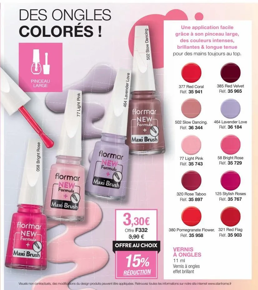 tendance vernis : oc en style avec flormar | promo new-formula + maxi brush | 058 bright rose & 77 light pink & 464 lavender love