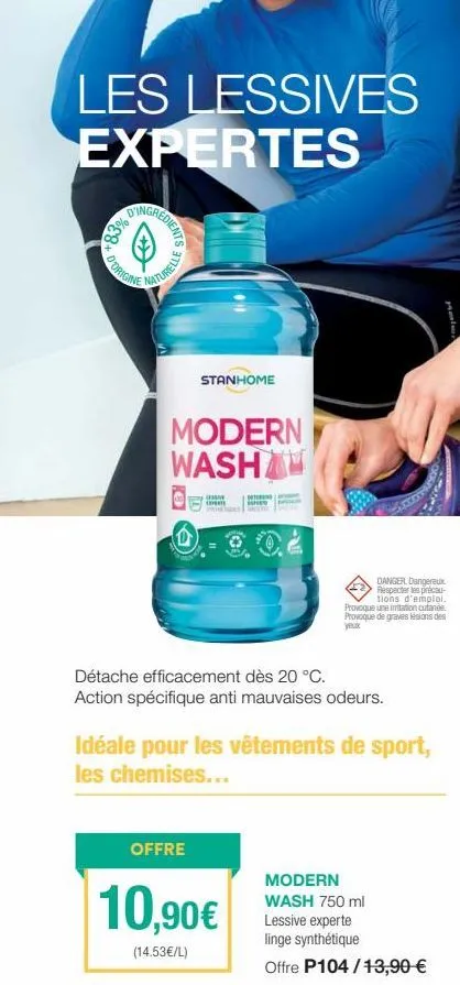 modern washam shane : détachez efficacement dès 20°c, anti-odeurs et sans danger!