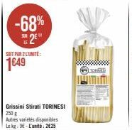 2€25 seulement pour les Grissini Stirati TORINESI 250 g -68%, Autres variétés disponibles Lekg 9-L'unité