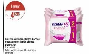 2 + 1 offerts sur demak up cocoon : lingettes démaquillantes pour peaux sèches à très sèches - 4.95€