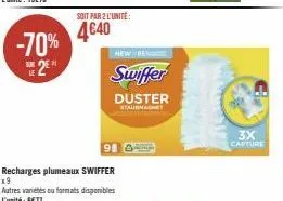 promo swiffer: -70% sur des recharges plumeaux 19, 3xcapture, duster et staurat | €77 l'unité!