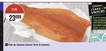 filet de saumon casino terre & saveurs - 23 €99 - sans antibiotique & sans ogm