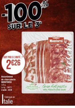 Gran Antipasto Montorsi: Offre spéciale: 3€39/Unité - 100% COPPA PESSOTTO CRUDE, SALAME Made in Italy