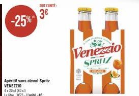 Offre Spéciale -25% : Venezzio Spritz Apéritif Sans Alcool - 4x20cl (80cl) à 3€/L ou 3€/U!