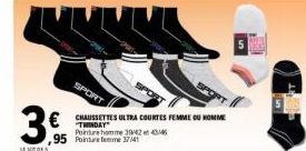 Chaussettes Ultra Courtes Thinday pour Hommes et Femmes - Pointure Hommes 39424346 et Femmes 37/41 - Lotos Sport!
