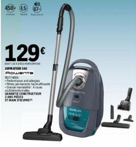 Aspirateur Rowenta ROTTE avec Filtres Permanents Haute Efficacité, Grande Maniabilité et Garantie Constructeur - 450€ 129€ incl. Déco-parention!