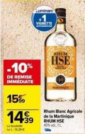 Rhum HSE 40% vol. 1L: 14,39€ -10% DE REMISE IMMEDIATE!