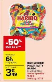 Économisez 50% sur le Boite SUMMER PINATA PARTY HARIBO, 600 g, Prix : 8,73 €/kg!