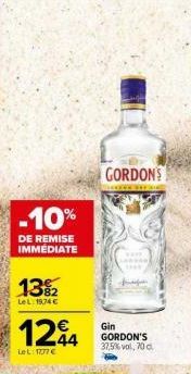 GORDON'S Gin 37,5%vol: -10% de Réduction Immédiate 70 c, 19.74€, 1777 €!